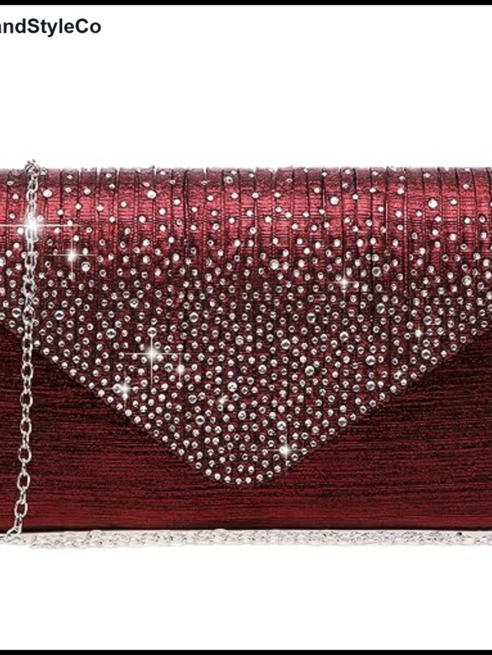 Dasein Rhinestone Frosted Satin Evening Clutch with Chain Strap